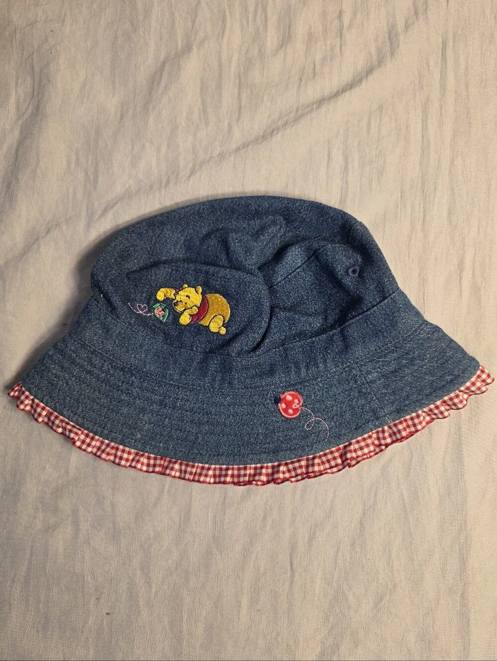 Disney Store Vintage Kids Winnie the Pooh Denim Embroidered Bucket Hat